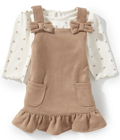 Rare Editions Baby Girls Jumper Dress & Long Sleeve Printed Bodysuit Set
