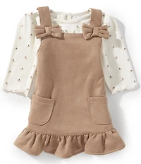 Rare Editions Baby Girls Jumper Dress & Long Sleeve Printed Bodysuit Set