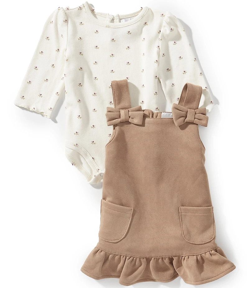 Rare Editions Baby Girls Jumper Dress & Long Sleeve Printed Bodysuit Set