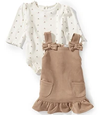 Rare Editions Baby Girls Jumper Dress & Long Sleeve Printed Bodysuit Set