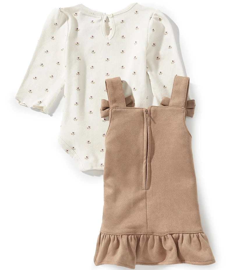 Rare Editions Baby Girls Jumper Dress & Long Sleeve Printed Bodysuit Set