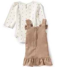 Rare Editions Baby Girls Jumper Dress & Long Sleeve Printed Bodysuit Set