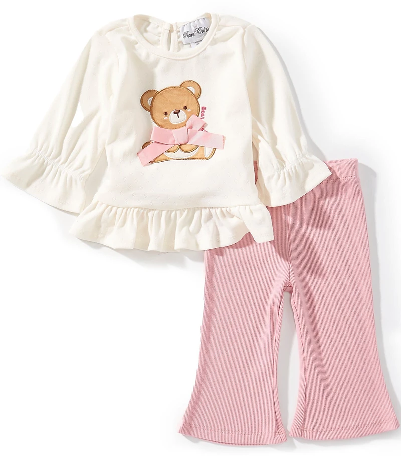 Rare Editions Baby Girls Long-Sleeve Bear-Appliqued Tunic Top & Flare-Leg Leggings Set