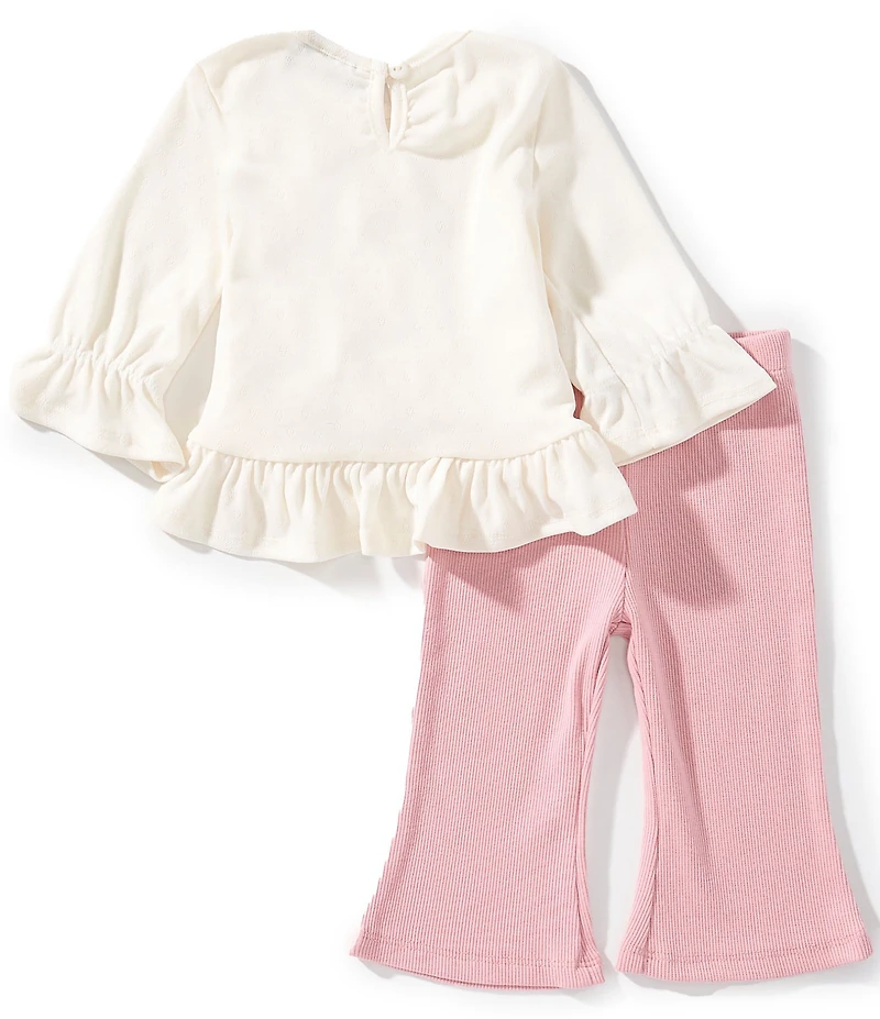 Rare Editions Baby Girls Long-Sleeve Bear-Appliqued Tunic Top & Flare-Leg Leggings Set
