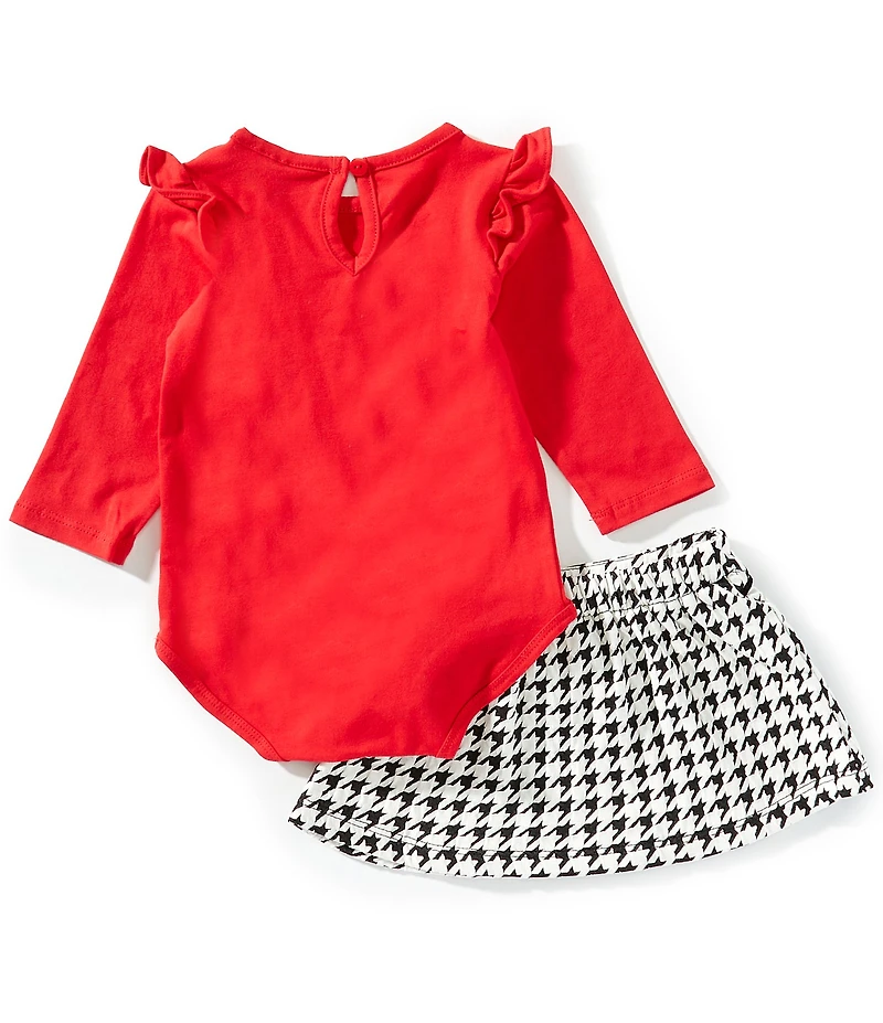 Rare Editions Baby Girls Long-Sleeve Bodysuit & Houndstooth Skirt Set