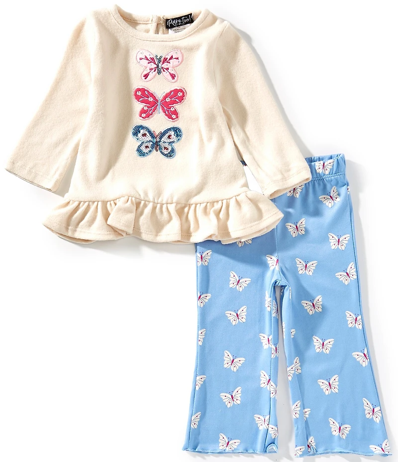 Rare Editions Baby Girls Long-Sleeve Butterfly-Appliqued Tunic Top & Butterfly-Printed Leggings Set