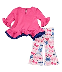 Rare Editions Baby Girls Long-Sleeve Dotted-Bow Top & Allover-Bow-Printed Leggings Set