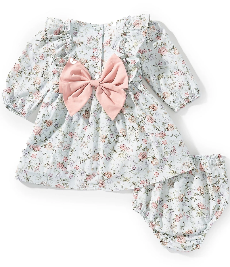 Rare Editions Baby Girls Long Sleeve Embroidered Smocked Dress