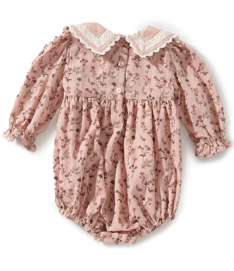 Rare Editions Baby Girls Long Sleeve Floral Print Bodysuit