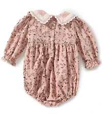 Rare Editions Baby Girls Long Sleeve Floral Print Bodysuit
