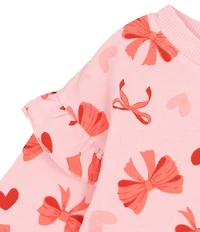 Rare Editions Baby Girls Long-Sleeve Heart/Bow-Printed Knit Bodysuit