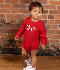Rare Editions Baby Girls Long-Sleeve Love Sweater-Knit Bodysuit