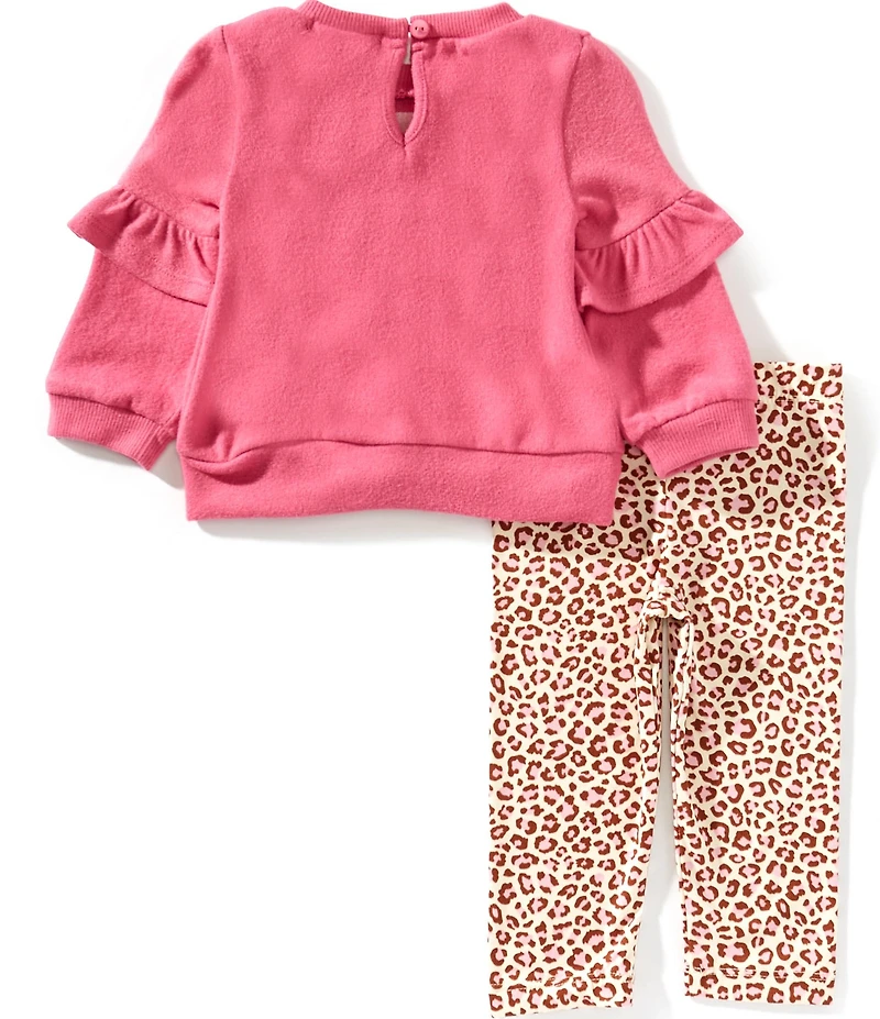 Rare Editions Baby Girls Long-Sleeve Love Tunic & Leopard-Printed Leggings Set