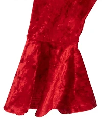 Rare Editions Baby Girls Long-Sleeve Santa Crushed Velvet Tunic Top & Matching Flared-Leg Leggings Set