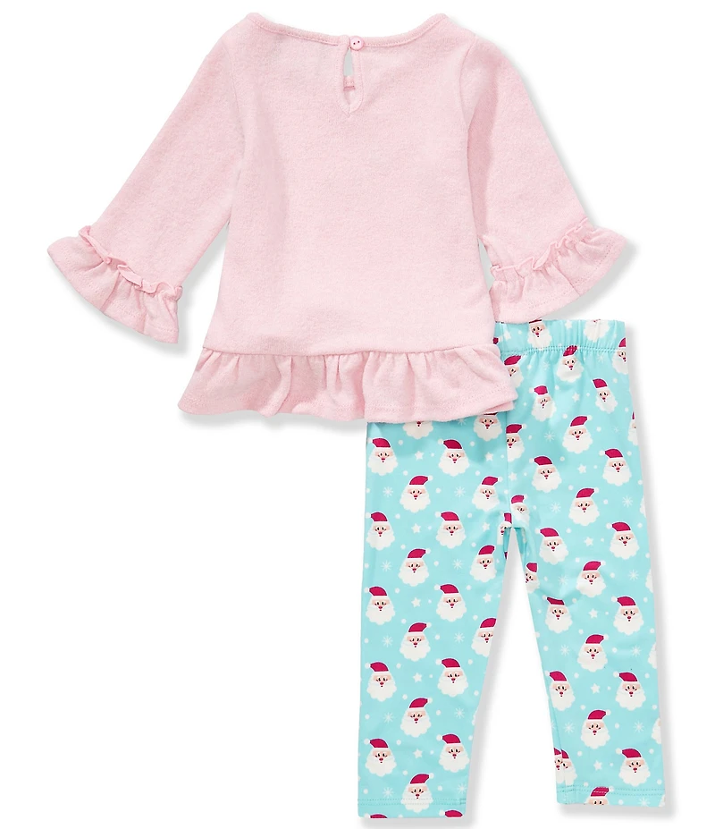 Rare Editions Baby Girls Long Sleeve Santa Face Tunic Top & Allover Santa Face Printed Leggings Set
