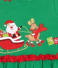 Rare Editions Baby Girls Long Sleeve Santa Sleigh Top & Striped Legging 2-Piece Set