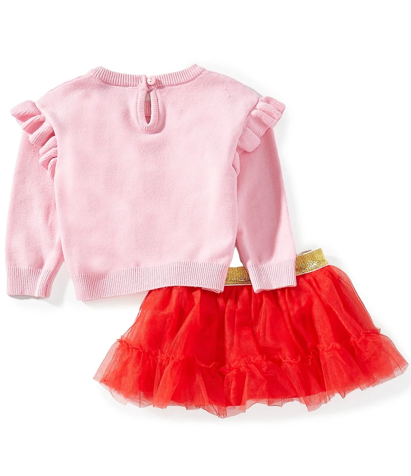 Rare Editions Baby Girls Long-Sleeve Santa's Bestie Sweater & Tutu Skirt Set