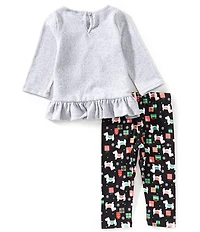 Rare Editions Baby Girls Long-Sleeve Scottie Dog Appliqued Tunic Top & Allover Scottie Dog Printed Leggings Set