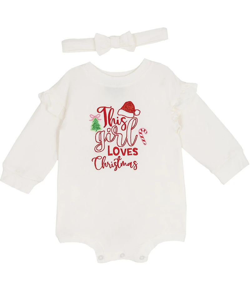Rare Editions Baby Girls Long-Sleeve This Girl Loves Christmas Bodysuit