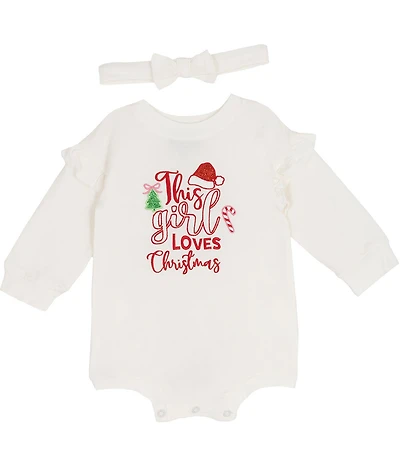 Rare Editions Baby Girls Long-Sleeve This Girl Loves Christmas Bodysuit