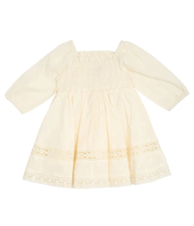 Rare Editions Baby Girls Long Sleeve Woven Clip Dot Lace Dress