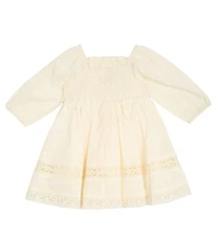 Rare Editions Baby Girls Long Sleeve Woven Clip Dot Lace Dress
