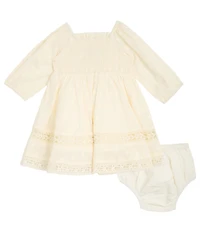 Rare Editions Baby Girls Long Sleeve Woven Clip Dot Lace Dress