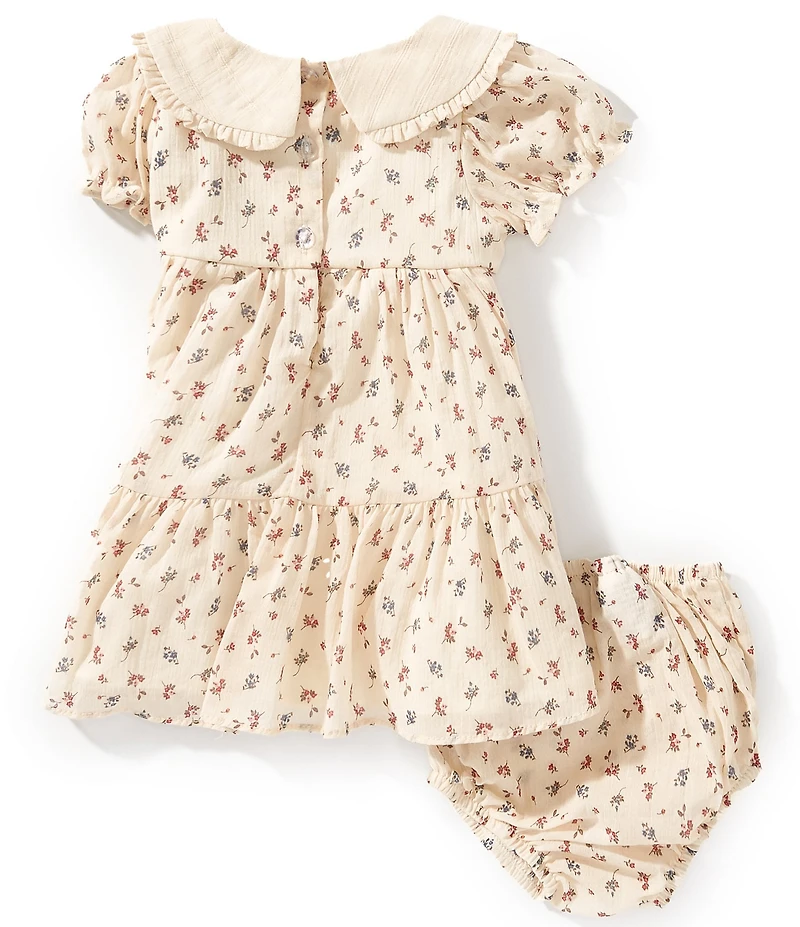 Rare Editions Baby Girls Puff Sleeve Ditsy Floral Printed Voile Dress