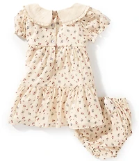Rare Editions Baby Girls Puff Sleeve Ditsy Floral Printed Voile Dress