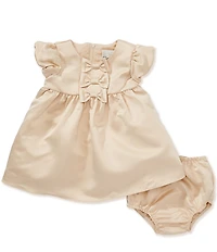 Rare Editions Baby Girls Puffed-Sleeve Bow-Accented Satin Dress