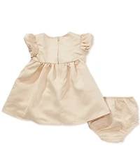 Rare Editions Baby Girls Puffed-Sleeve Bow-Accented Satin Dress