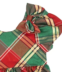 Rare Editions Baby Girls Puffed Sleeve Metallic Plaid Fit-And-Flare Dress