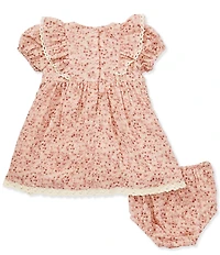 Rare Editions Baby Girls Puffed-Sleeve Printed Gauze Dress