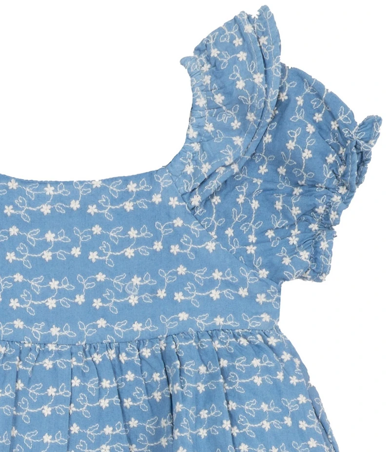 Rare Editions Baby Girls Puffed-Sleeve Printed Woven Blouse & Solid Knit Leggings Set