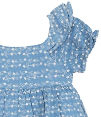 Rare Editions Baby Girls Puffed-Sleeve Printed Woven Blouse & Solid Knit Leggings Set
