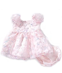 Rare Editions Baby Girls Sequin Embellished Floral Appliqued Empire Waist Mesh Dress