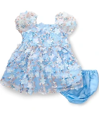 Rare Editions Baby Girls Cap Sleeve Sequin-Embellished Soutache-Floral Fit-And-Flare Dress