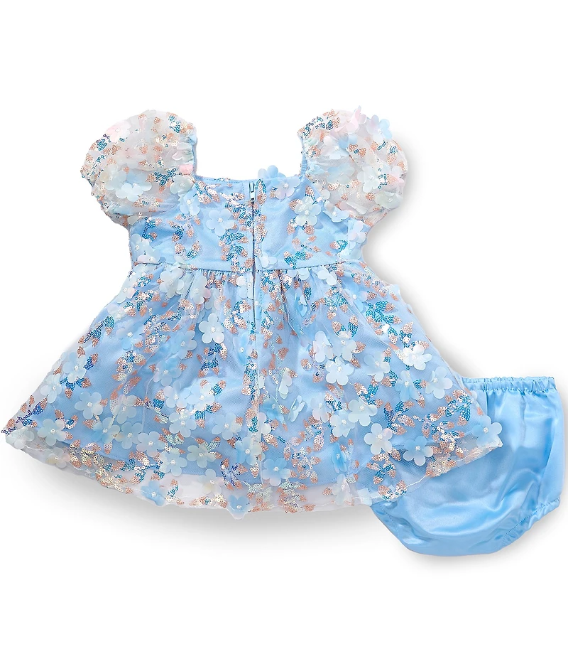 Rare Editions Baby Girls Cap Sleeve Sequin-Embellished Soutache-Floral Fit-And-Flare Dress