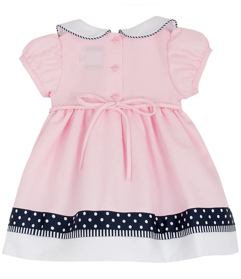 Rare Editions Baby Girls Short Sleeve Nautical-Inspired Sailor Fit-And-Flare Dress