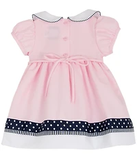 Rare Editions Baby Girls Short Sleeve Nautical-Inspired Sailor Fit-And-Flare Dress