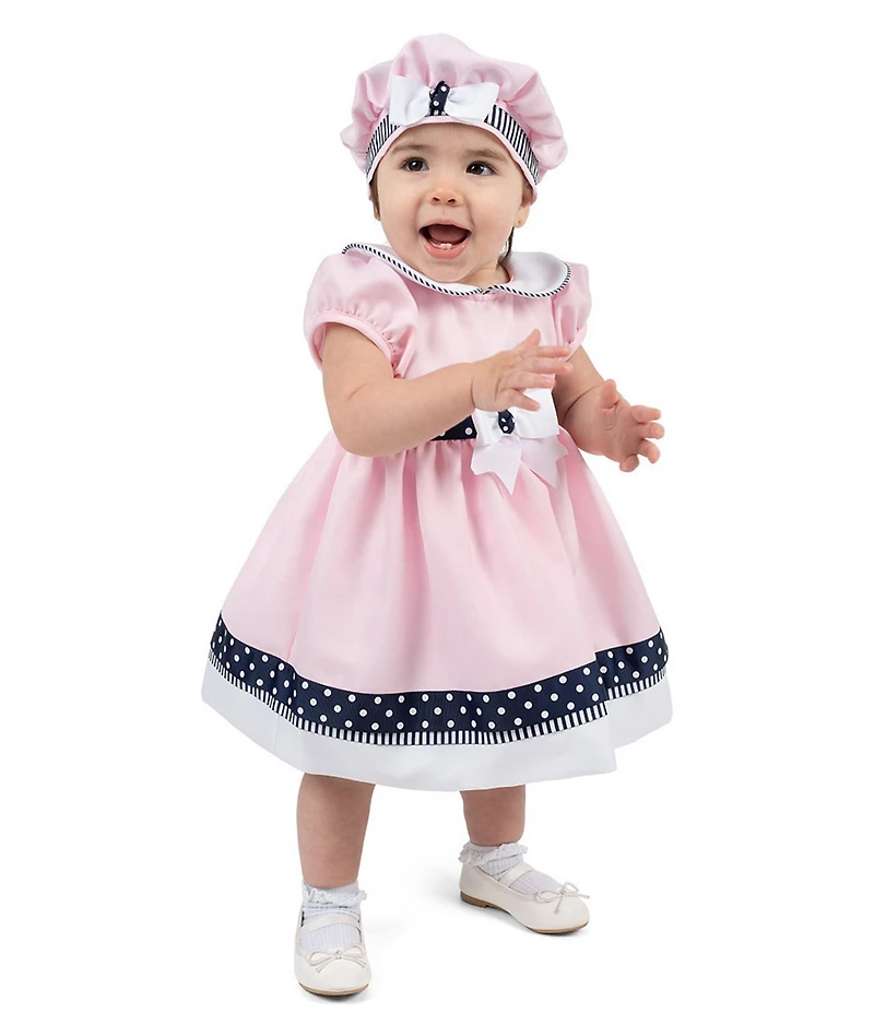 Rare Editions Baby Girls Short Sleeve Nautical-Inspired Sailor Fit-And-Flare Dress