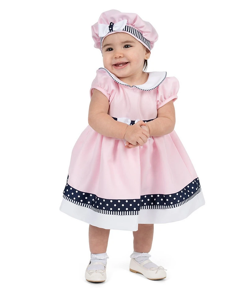 Rare Editions Baby Girls Short Sleeve Nautical-Inspired Sailor Fit-And-Flare Dress