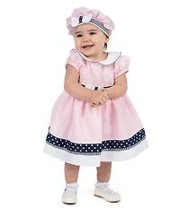 Rare Editions Baby Girls Short Sleeve Nautical-Inspired Sailor Fit-And-Flare Dress