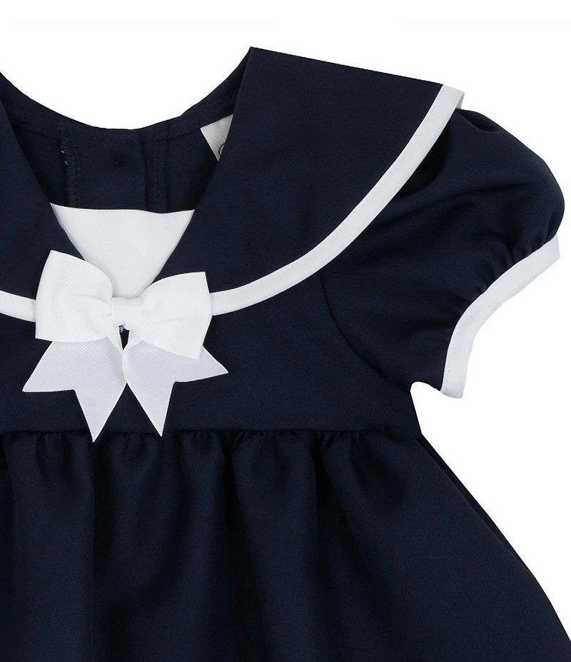 Rare Editions Baby Girls Short Sleeve Nautical-Inspired Sailor Fit-And-Flare Dress
