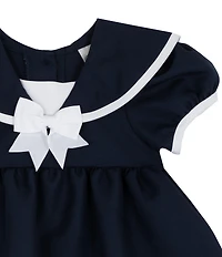 Rare Editions Baby Girls Short Sleeve Nautical-Inspired Sailor Fit-And-Flare Dress