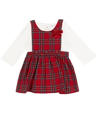 Rare Editions Baby Girls Sleeveless Checked Jumper Dress & Long-Sleeve Bodysuit set