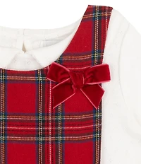 Rare Editions Baby Girls Sleeveless Checked Jumper Dress & Long-Sleeve Bodysuit set