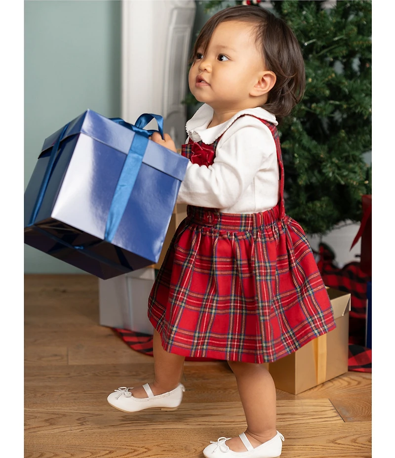 Rare Editions Baby Girls Sleeveless Checked Jumper Dress & Long-Sleeve Bodysuit set