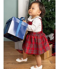 Rare Editions Baby Girls Sleeveless Checked Jumper Dress & Long-Sleeve Bodysuit set