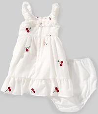 Rare Editions Baby Girls Sleeveless Cherry-Embroidered Basque-Waist Dress Dress